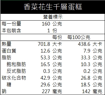 香菜花生千層蛋糕